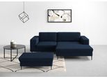 Ecksofa DOMO COLLECTION "Modica kompakt und elegant, Breite 244, L-Form", blau (marine), B:244cm H:83cm T:173cm, Sofas, Ecksofa, Auch in Cord, Fußhöhe passend für gängige Saugroboter