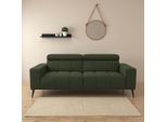 2-Sitzer DOMO COLLECTION "Trento, mit Kufenfuß oder Einzelfuß", grün, B:208cm H:79cm T:104cm, 100% Polyester, Sofas, whlw. verstellbare Kopfteile, passend für gängige Saugroboter
