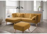 Ecksofa HOME AFFAIRE "Lazio modern und bequem, schmale Armlehnen, tolle Detailverarbeitung", gold, B:264cm H:80cm T:160cm, 100% Polyester, Sofas, Ecksofa, Holzfußfarbe wählbar, inkl. 4x Zierkissen