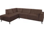 Ecksofa DOMO COLLECTION "Amora, inkl. Federkern für mehr Sitzkomfort, Breite 263cm, L-Form", braun (dunkelbraun), B:263cm H:81cm T:191cm, Struktur (100% Polyester);Struktur grob (100% Polyester);Luxus-Microfaser (100% Polyester), Sofas, Ecksofa, Komfortsitzhöhe 47 cm, Fußhöhe passend für gängige Saugroboter