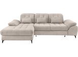 Ecksofa HOME AFFAIRE "Lazio modern und bequem, schmale Armlehnen, tolle Detailverarbeitung", beige (silber, zierkissen silber), B:255cm H:94cm T:189cm, 93% Polyester, 7% Polyamid, Sofas, Ecksofa, zwei verschiedene Fußfarben wählbar