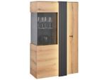 Vitrine In Eiche/grau 93,6/152/44,8 cm ,