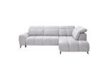 Ecksofa Silvio Rechts Hellgrau Chenille, Struktur Hellgrau