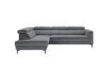 Ecksofa Emma Links Blaugrau Velours Blaugrau
