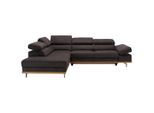 Ecksofa In Dunkelgrau Mit Bettfunktion Struktur Platinfarben