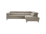 Ecksofa Emma Rechts Beige Velours Beige