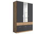 Drehtürenschrank Aalen Grau/eiche Artisan 136/197/54 cm Grau, Eiche Artisan