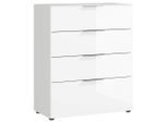 Kommode Oakland In Weiss , 83/102/42 cm , 4 Schublade(n)