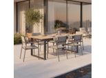 Gartentisch Ruby Dunkelgrau Ca. 210x75x100cm 210/75/100 cm Metall, Kunststoff Dunkelgrau, Teakfarben rechteckig
