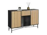 Sideboard Madrid Schwarz/naturfarben Massiv 143/90/40 cm 1 Schublade(n)