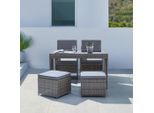 Gartenset Bilbao Grau/schwarz Aus Polyrattan 11-teilig
