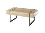 Couchtisch Paphos In Schwarz/eichefarben Metall, Holzwerkstoff 110/60/45 cm
