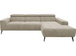 Ecksofa DOMO COLLECTION "Trento L-Form, mit Kufenfuß oder Einzelfuß", grau (taupe), B:287cm H:79cm T:175cm, 100% Polyester, Sofas, Ecksofa, whlw. verstellbare Kopfteile, passend für gängige Saugroboter