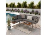 Gartenlounge-set Sunny Grau/teakfarben Aus Akazie 186/73/76 cm