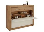Schuhschrank In Weiss/eichefarben 120/100/36 cm