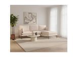 Wohnlandschaft Rosa Webstoff Beige Leinenoptik Beige