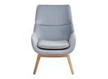 Ohrensessel Felia Hellgrau Samt, Holzfuss Hell Holz, Textil Hellgrau