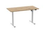 Schreibtisch E-Lona 140/80/71 cm Silberfarben, Honigeiche