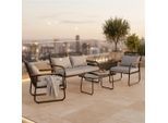 Gartenlounge-set Elly Grau Aus Metall/textil 4-teilig 116/77/71 cm