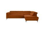 Ecksofa Emma Rechts Orange Velours Orange