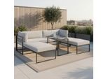 Gartenlounge Malina Hellgrau Aus Metall/textil 230/60/70,5 cm