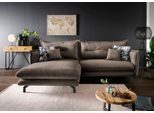 Ecksofa HOME AFFAIRE "Lazio modern und bequem, schmale Armlehnen, tolle Detailverarbeitung", braun (braun, türkis), B:255cm H:94cm T:180cm, Sofas, Ecksofa, Armlehnen verstellbar