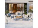 Gartenset Garda Natur/hellgrau Metall/textil 4-teilig