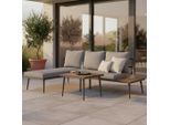 Gartenlounge-set Sallie Grau/schwarz Aus Holz/metall 205/76,5/152 cm