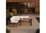 Dining-loungeset Gianna Creme Aus Holz/textil/metall