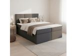 Boxspringbett In Grau Ca. 140x200 Cm Inkl. Topper "lisa" 140/200 cm Dunkelgrau