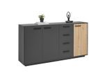 Sideboard Lukas Anthrazit/schwarz/eichefarben 183,6/95,4/40,2 cm 4 Schublade(n)