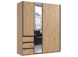 Schwebetürenschrank Adria Graphitfarben/eiche Artisan 168/198/63 cm Graphitfarben, Silberfarben, Eiche Artisan