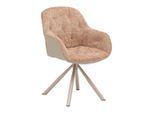 Armlehnstuhl Eileen Braun/grau/beige Sitzfläche 360° drehbar Lederlook, Webstoff