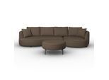 Wohnlandschaft Nilas Braun Chenille Mit Hocker Chenille Braun