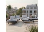 Gartenlounge "emma Hell/dunkelgrau, Holz/metall 220/79/87 cm