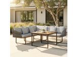 Dining-loungeset Viola Hellgrau Metall/textil/holz