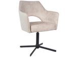 Armlehnstuhl Valletta Creme Sitzfläche 360° drehbar Velours, Webstoff