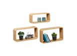 Wandregalset Bonnie Naturfarben, 3-Teilig 44/40/36/40/40/61/24/20/61 cm
