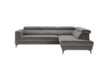 Ecksofa Grau Velours Grau