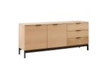 Sideboard Sebastian Naturfarben/schwarz Echtholz 160/70/40 cm 3 Schublade(n)