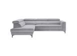 Ecksofa Emma Links Grauweiss Velours Grauweiss