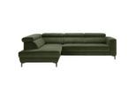 Ecksofa Emma Links Olivgrün Velours Olivgrün