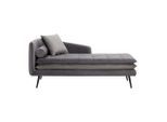Chaiselongue Emilia Dunkelgrau Samt, Metallfuss Schwarz Holz, Metall, Textil Grau, Dunkelgrau