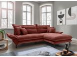 Ecksofa HOME AFFAIRE "Lazio modern und bequem, schmale Armlehnen, tolle Detailverarbeitung", rot (koralle), B:255cm H:94cm T:180cm, Sofas, Ecksofa, Armlehnen verstellbar