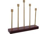 Kerzenhalter KAYOOM "Kerzenhalter Art Deco 525", gold (bordeaux), B:9cm H:40cm T:40cm Ø:0cm, Metall, Kerzenhalter, Kerzenhalter