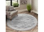 Teppich CARPET CITY "FLAIR178", grau, H:11mm Ø:200cm, Obermaterial: 50% Polyester, 50% Polypropylen, Teppiche, Teppich, Kurzflor-Teppich, Skandi-Stil, Wohnzimmer