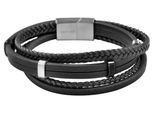Armband ADELIA´S "Unisex Armband – Lederarmband aus Leder 19 cm", schwarz, Armbänder, Damen, 19cm, Leder, Armband, Perfekt als Geschenk zum einfach so