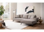 Ecksofa HOME AFFAIRE "TVINNU, L-Form, 275cm, in Cord und Leinenoptik", braun (hellbraun), B:275cm H:83cm T:173cm, Sofas, Ecksofa, wahlweise Recamiere rechts/links, schwarze Füße, bequemer Sitzkomfort
