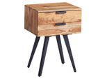 Mid.you , Akaziefarben , Holz , Akazie , massiv , 2 Schublade(n) Schubladen , 47x65x35 cm , FSC MIX , Schlafzimmer, Nachtkästchen