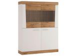 Mid.you , Weiß, Eiche Wotan, Weiß Hochglanz , Holzwerkstoff , 5 Fächer , 120x157.75x35.9 cm , Kleinmöbel, Kommoden, Highboards